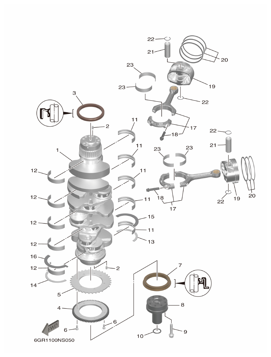 Yamaha XF425NSA2, XF425NSA7 CRANKSHAFT & PISTON parts diagram